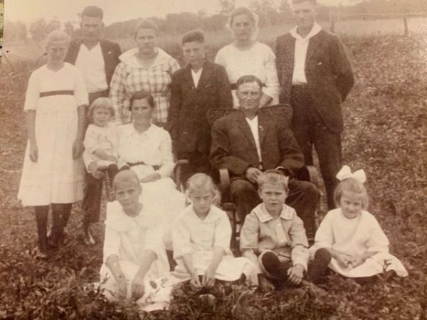 Sepia-toned portrait of the Albert G. Stephens family